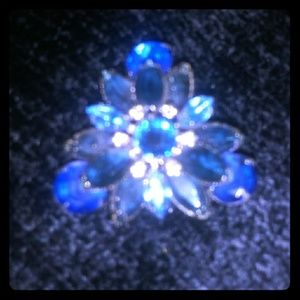 Blue and white crystal pin